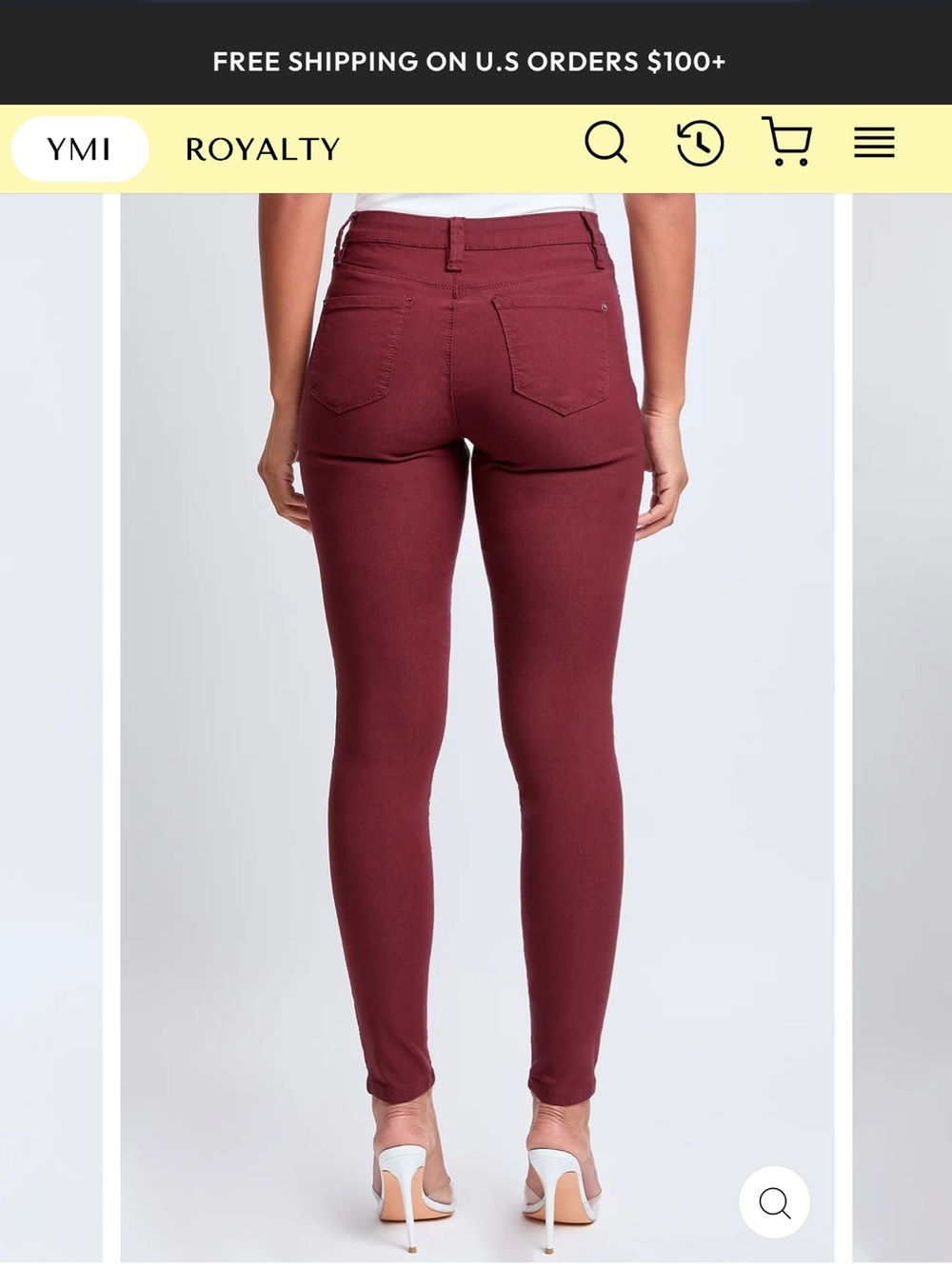 YMI Burgundy High-Rise Skinny Ankle Pants - Picture 4 of 10